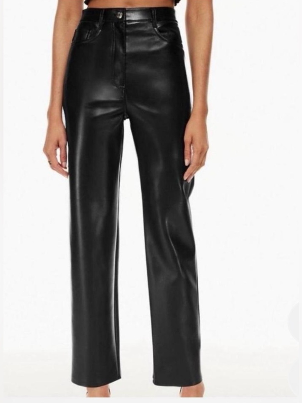 Aritzia The Melina Wilfred Vegan Black Faux Leather Pants Size 0
